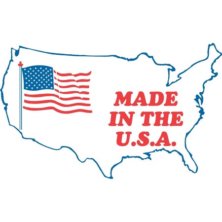 Decker Tape Products Label, DL1640, FLAG MADE IN THE USA, 2" X 3" DL1640